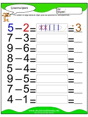 Çıkarma işlemi yaprak test